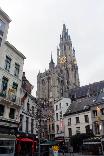 Antwerpen Belgien Juni 2020 Liebfrauenkathedrale Schöne Historische Fassaden Und Alte — Stockfoto