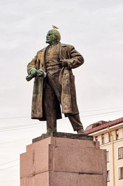 Vyborg Oroszország Május 2020 Kommunista Réz Emlékmű Lenin Központjában Vyborg — Stock Fotó