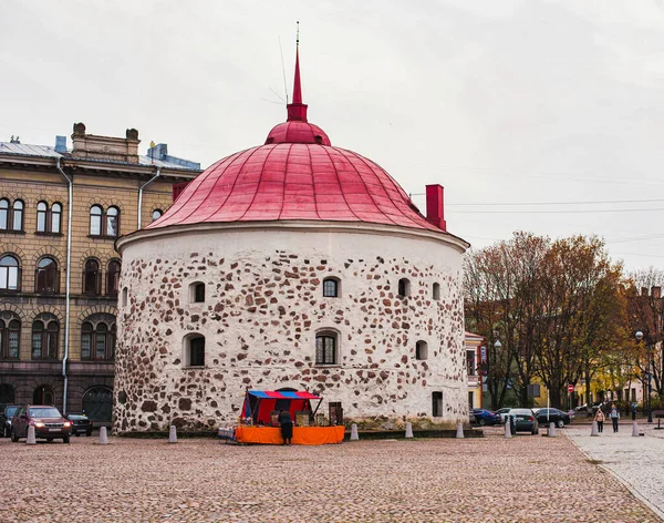 Vyborg Rosja Maja 2020 Tower Stary Średniowieczny Budynek Centrum Vyborg — Zdjęcie stockowe