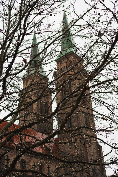 Nuremberg Alemanha Julho 2020 Igreja Lorenz Torres Altas Catedral Gótica — Fotografia de Stock
