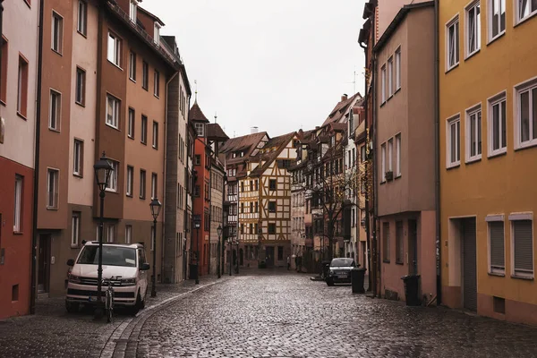 Nuremberg Germany July 2020 Cobbled Street Medieval German Style Old — Stock Photo, Image