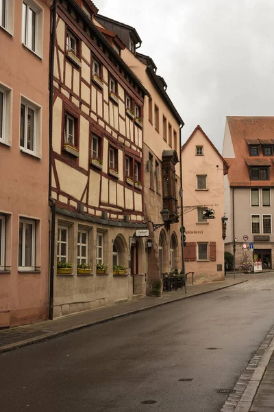 Nuremberg Alemania Julio 2020 Calle Empedrada Estilo Medieval Alemán Casas —  Fotos de Stock