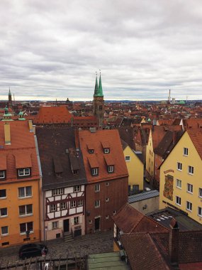Nuremberg, Almanya - 10 Temmuz 2020, ortaçağ Alman tarzı ve eski evler