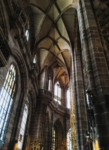 Nuremberg Alemania Julio 2020 Iglesia San Sebaldo Interior Gótico Altas — Foto de Stock
