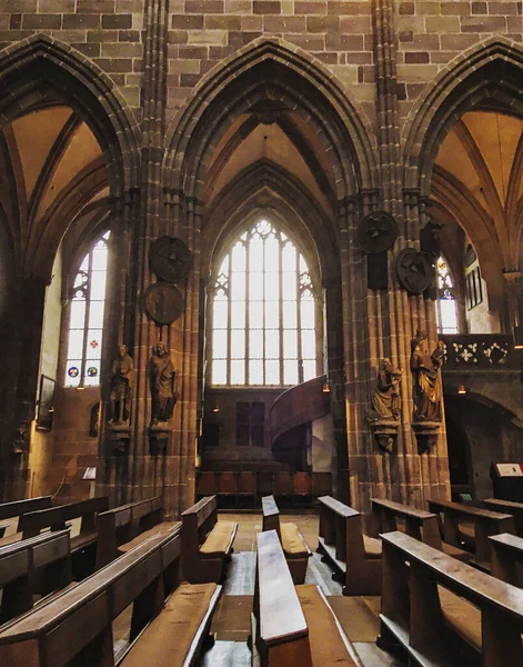 德国纽伦堡 2020年7月10日 圣塞巴都教堂 哥特式内部 拱门和窗户 — 图库照片