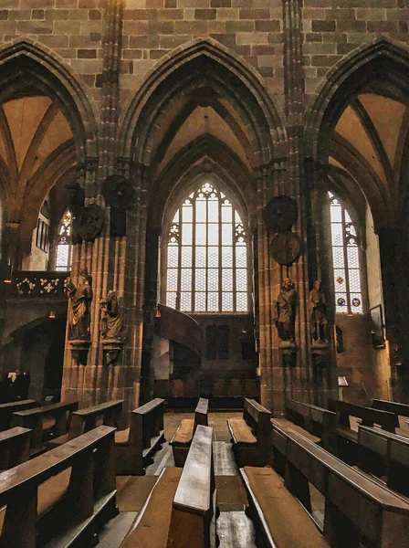 Neurenberg Duitsland Juli 2020 Kerk Sebaldus Gotisch Interieur Hoge Zuilen — Stockfoto