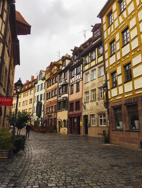 Nuremberga Alemanha Julho 2020 Rua Paralelepípedos Estilo Alemão Medieval Casas — Fotografia de Stock