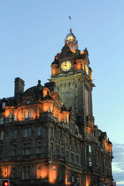 Edinburgh Scotland August 2020 Balmoral Hotel Clock Tower Tourist City — Stock Photo, Image