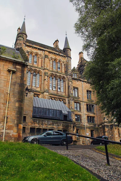 Glasgow Escócia Agosto 2020 Fachada Gótica Pedra Universidade Glasgow — Fotografia de Stock