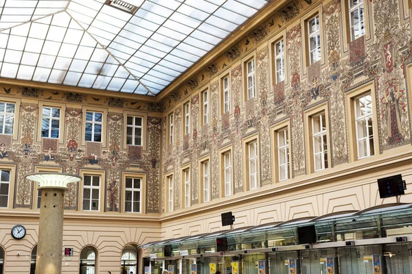 Prague Czech Republic March 2020 Wall Decoration Main Post Office — Stock Photo, Image