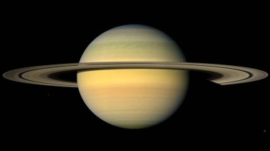 Planet Saturn bilgisayar grafikleri. Güneş sisteminin gezegeni