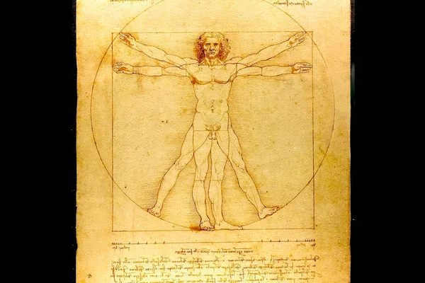 Kopia av bilden av Leonardo da Vinci människor i cirkeln. — Stockfoto