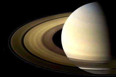 Planet Saturn bilgisayar grafikleri. Güneş sisteminin gezegeni
