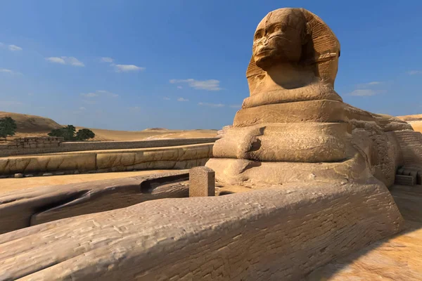 The Great Sphinx and the Egyptian Pyramids — Stock Photo, Image