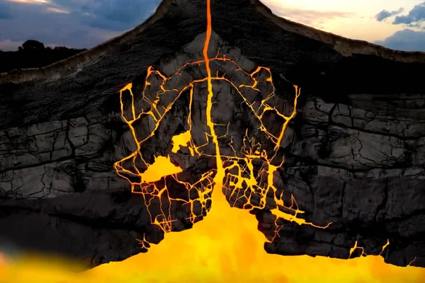 El esquema del volcán en la corteza terrestre , — Foto de Stock