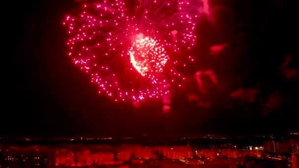 New Year Fireworks Insideview Van Het Vuurwerk Kleurrijke Flitsen Van — Stockvideo