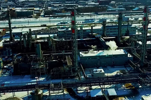 Widok z góry z rafinerii ropy naftowej — Zdjęcie stockowe