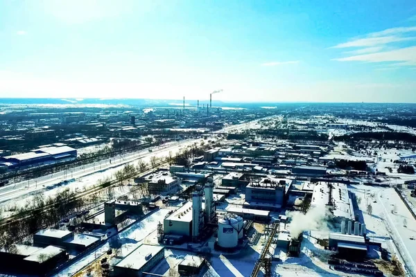 Vista superior de la refinería de petróleo — Foto de Stock