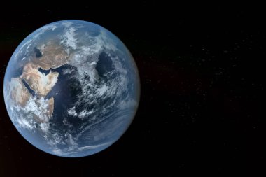 Uzay arka planında dünya gezegeni. Kolaj