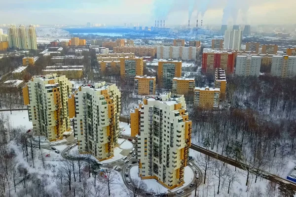 Moscow new buildings, multi storey apartment buildings view from above. — Stock Photo, Image