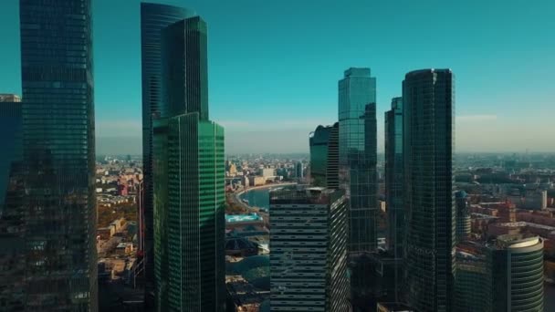 Complex Skyscrapers Moscow City Modern Construction Moscow — Stock Video