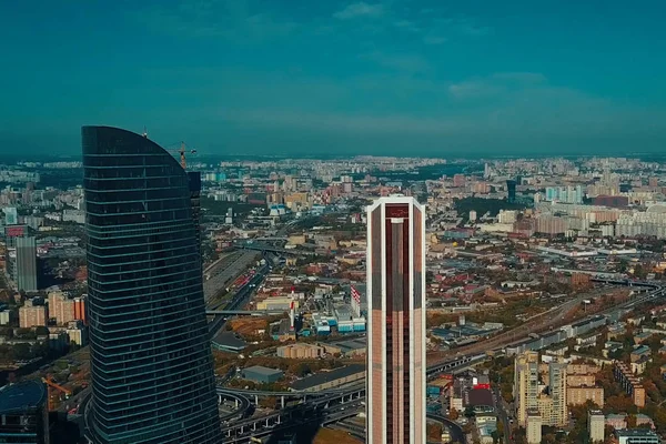 Komplex av skyskrapor Moscow City. Modern byggnation i Moskva. — Stockfoto