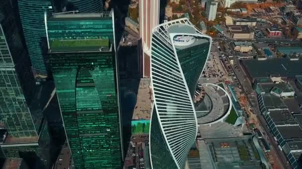 Moskova Şehri Gökdelenler Kompleksi Moskova Modern Inşaat — Stok video