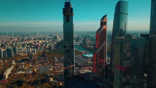 Συγκρότημα Της Πόλης Της Μόσχας Σύγχρονη Κατασκευή Στη Μόσχα — Αρχείο Βίντεο