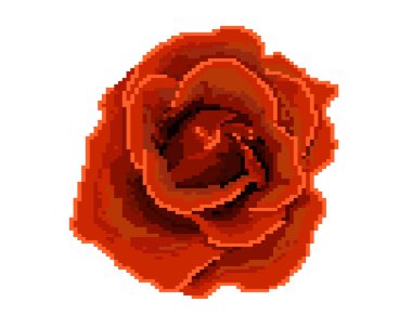 Gül simgesi. Piksel sanat. Çiçekçi dükkanı logosu. Tebrik kartı Dünya Kadınlar günü, anneler günü tasarımı için öğe. Etiket tasarım. Vektör illüstrasyon izole. -Vektorgrafik