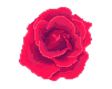 Gül simgesi. Piksel sanat. Çiçekçi dükkanı logosu. Tebrik kartı Dünya Kadınlar günü, anneler günü tasarımı için öğe. Etiket tasarım. Vektör illüstrasyon izole. -Vektorgrafik