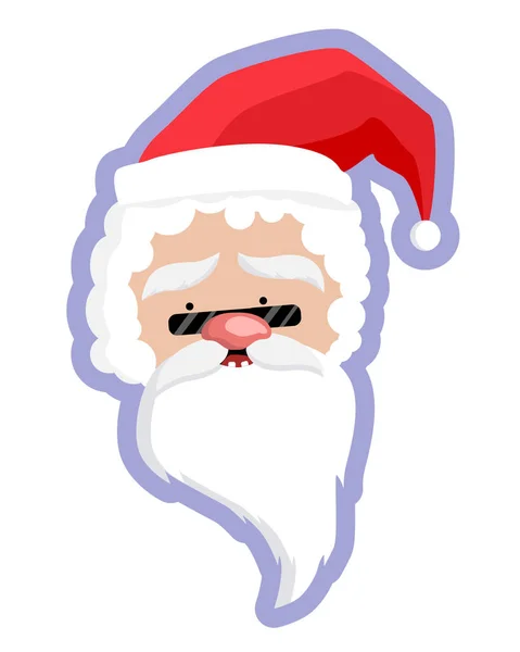 Ikona Świętego Mikołaja Naklejki Santa Claus Twarz Płaska Szablon Karty — Wektor stockowy