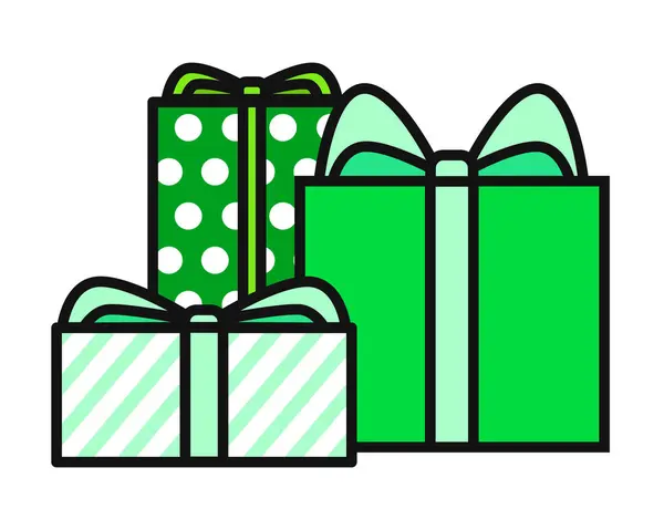 Verpackte Weihnachtsgeschenke Vektorgrafik Rote Weihnachtsgeschenke Auf Klarem Weißen Hintergrund Geschenkboxen — Stockvektor