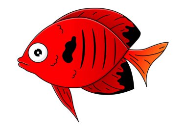 Sevimli kırmızı deniz balığı karikatür tarzı. Vektör çizim.