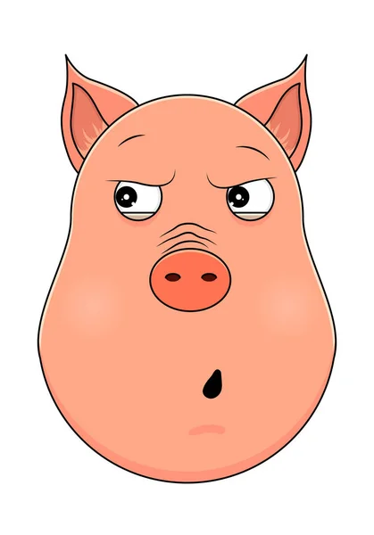 Tête Cochon Style Dessin Animé Illustration Vectorielle Icône Tête Animal — Image vectorielle