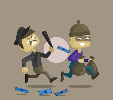 Bir polis memuru ve hırsızın vektör çizimi