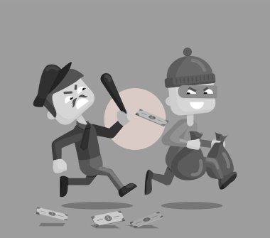 Bir polis memuru ve hırsızın vektör çizimi
