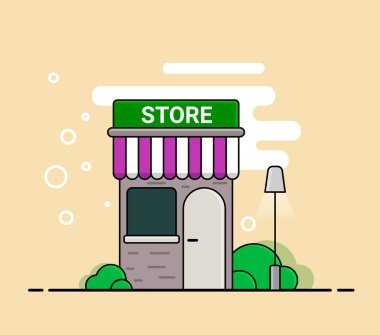 Mağaza vektör çizim karikatür tarzı. Butik.