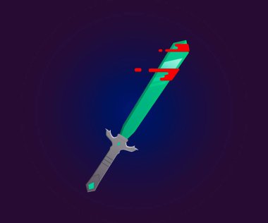 Kılıç simge vektör çizim flate tarzı.