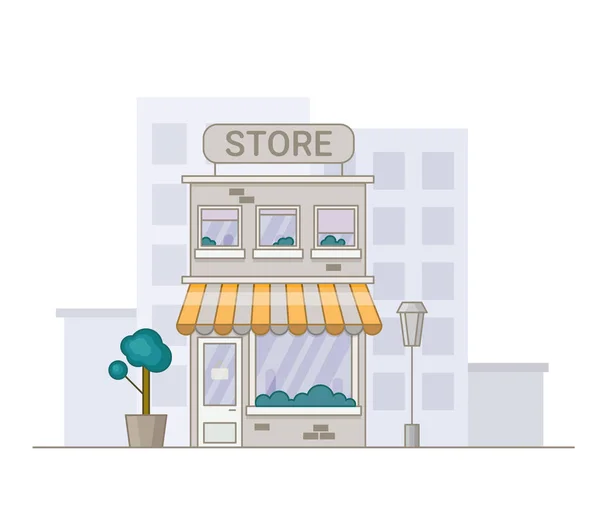 Illustrazione negozio in stile cartone animato. Facciata Shope . — Vettoriale Stock