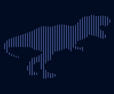 Bir dinozor doğrusal Illustration. Logo