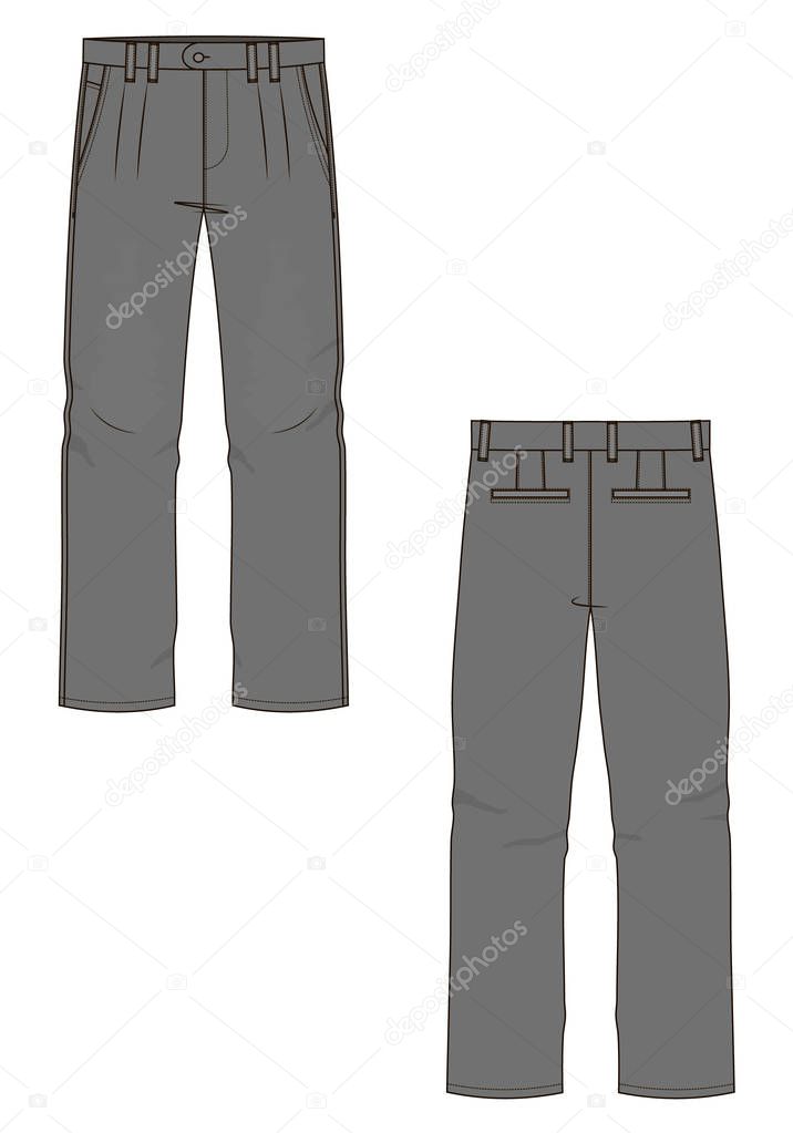 Vector illustration of mens jeans. Front and back