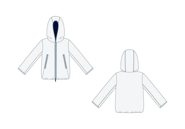 Fashion technical sketch of hooded jacket in vector graphic — Stock Vector