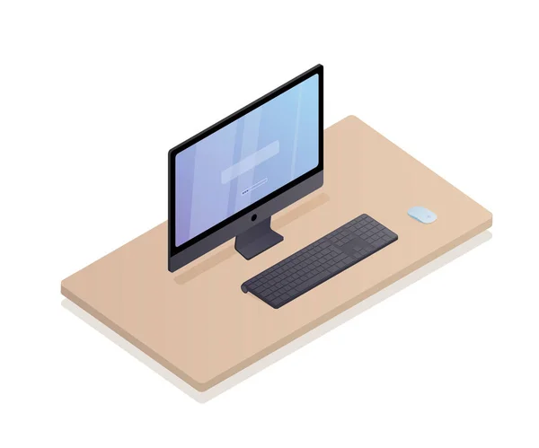 The desktop illustration. Flat illustration. Isometric objects. — Stock Vector