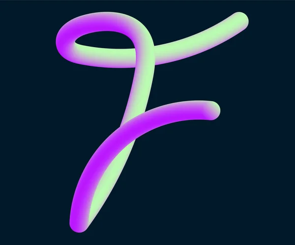 3D-vector buis van de letter F. kalligrafie vectorillustratie. — Stockvector