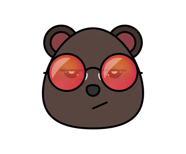 Cute bear in hipster sunglasses . Animal cartoon vector illustrtation