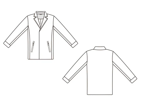 Mode mannen technische schets van jas in vectorafbeelding — Stockvector