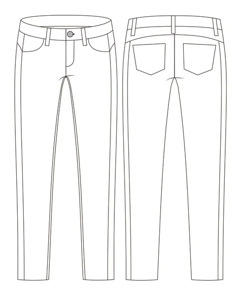 ベクトルグラフィックのジーンズのファッションテクニカルスケッチ — ストックベクタ