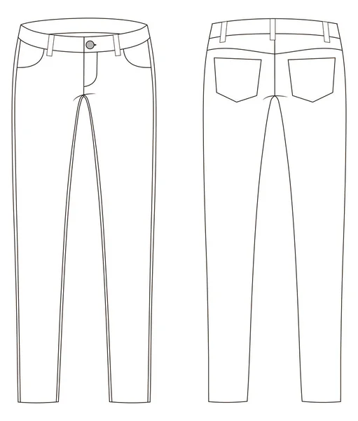 Fashion technical sketch of jeans in vector graphic — Stock Vector