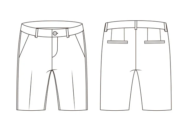 Fashion technical sketch of shorts in vector graphic — Stock Vector