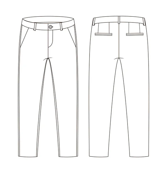 Fashion technical sketch of trousers in vector graphic — Stock Vector